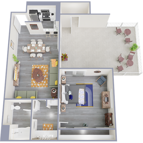 an image of a 1 bedroom 1 bathroom 740 square feet